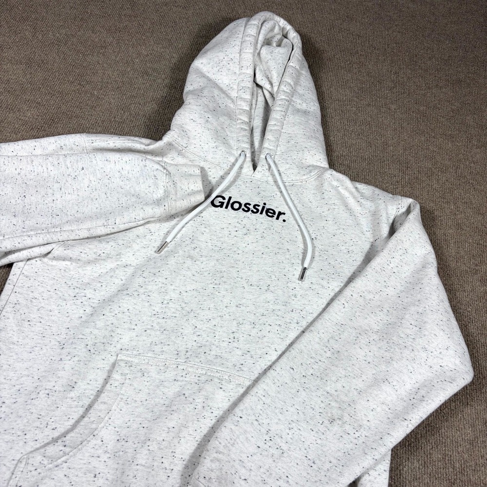 Glossier Hoodie Women Small Gray Cotton Fleece Lined Outdoor Kangaroo Pockets